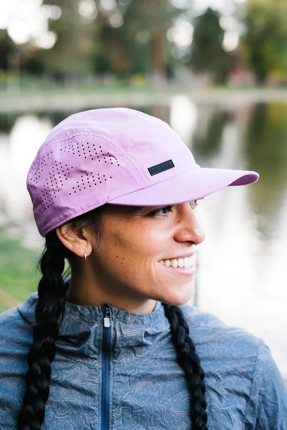 Vista Hat, Lightweight Nylon 5 Panel Cap with Snap Closure and Laser-Cut Ventilation