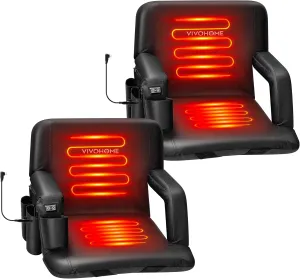VIVOHOME Heated Stadium Seats with Back Support, 2 Pack Bleacher Chairs with 12V 20W PD Fast Charging Type C Port, 3 Levels of Heat, NTC Overheat Protection System(Power Bank not Included)