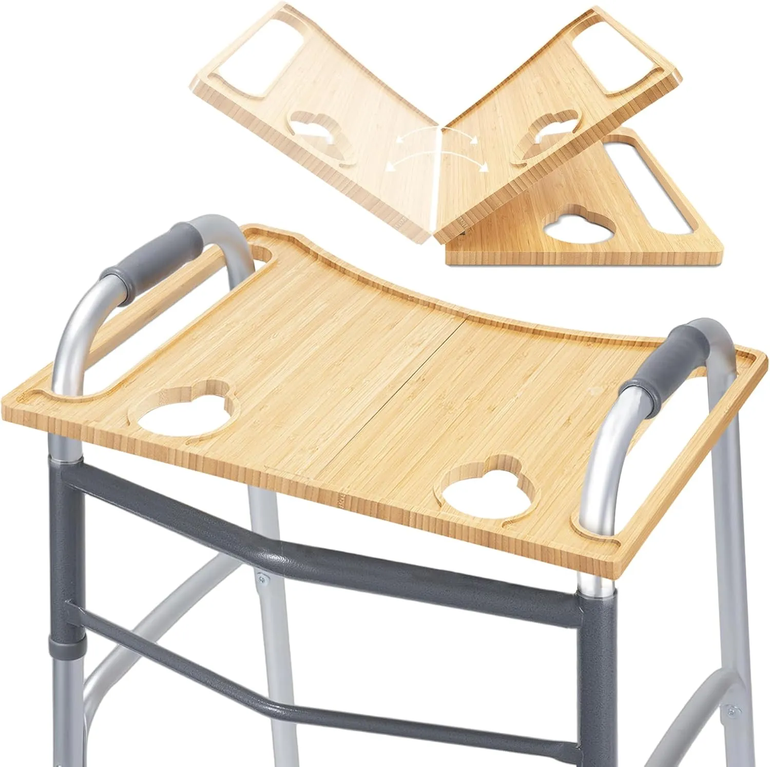Walker Tray Table with 2 Cup Holder | Foldable, Portable, and Versatile Tray for Walkers | Ideal for Dining, Crafts, Laptops & More | Lightweight Mobility Accessory for Seniors