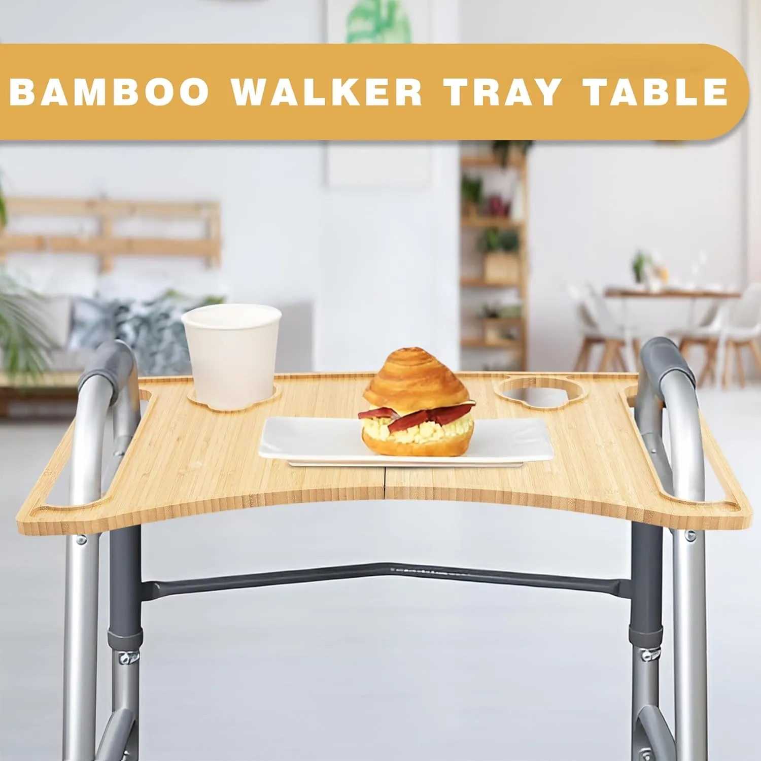 Walker Tray Table with 2 Cup Holder | Foldable, Portable, and Versatile Tray for Walkers | Ideal for Dining, Crafts, Laptops & More | Lightweight Mobility Accessory for Seniors