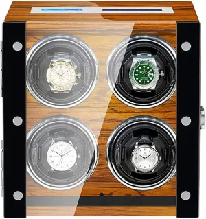 Watch Winder 4 Automatic Watch Winder Box Retractable Watch Pillow Remote Control LCD Touch Screen Led Backlight Accessories,