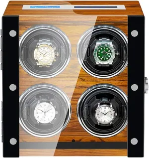 Watch Winder 4 Automatic Watch Winder Box Retractable Watch Pillow Remote Control LCD Touch Screen LED Backlight Watch Winder for Automatic Watches