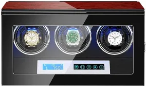 Watch Winder Automatic Watch Winder Watch Winder Box LCD Touch Screen Display Built-in LED Illumination Wood Shell Piano Paint Exterior Watch Winder (A 3 0)