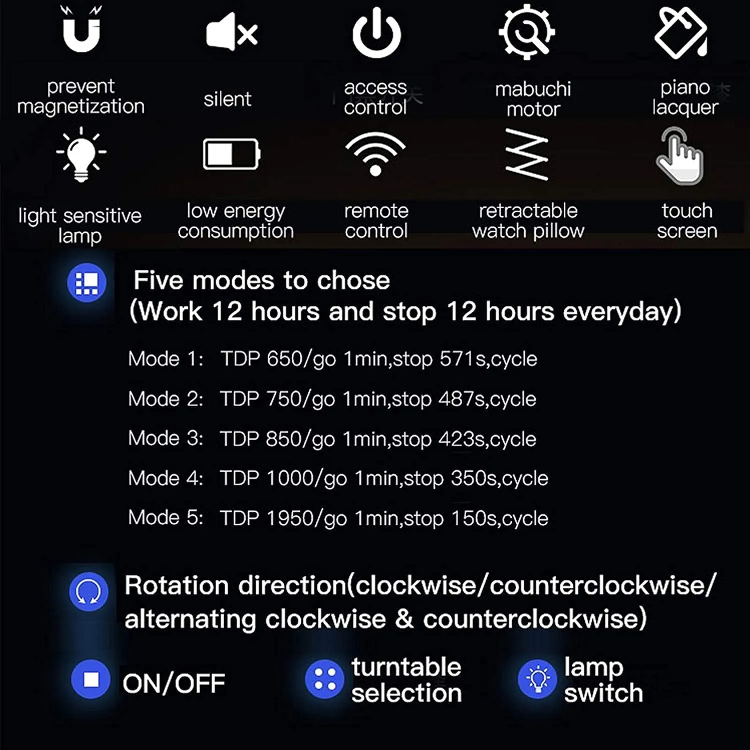 Watch Winder Automatic Watch Winder with Remote Control Watch Display Box LCD Touch Screen Flexible Watch Pillows Built-in LED Light Good Times Watch Winder