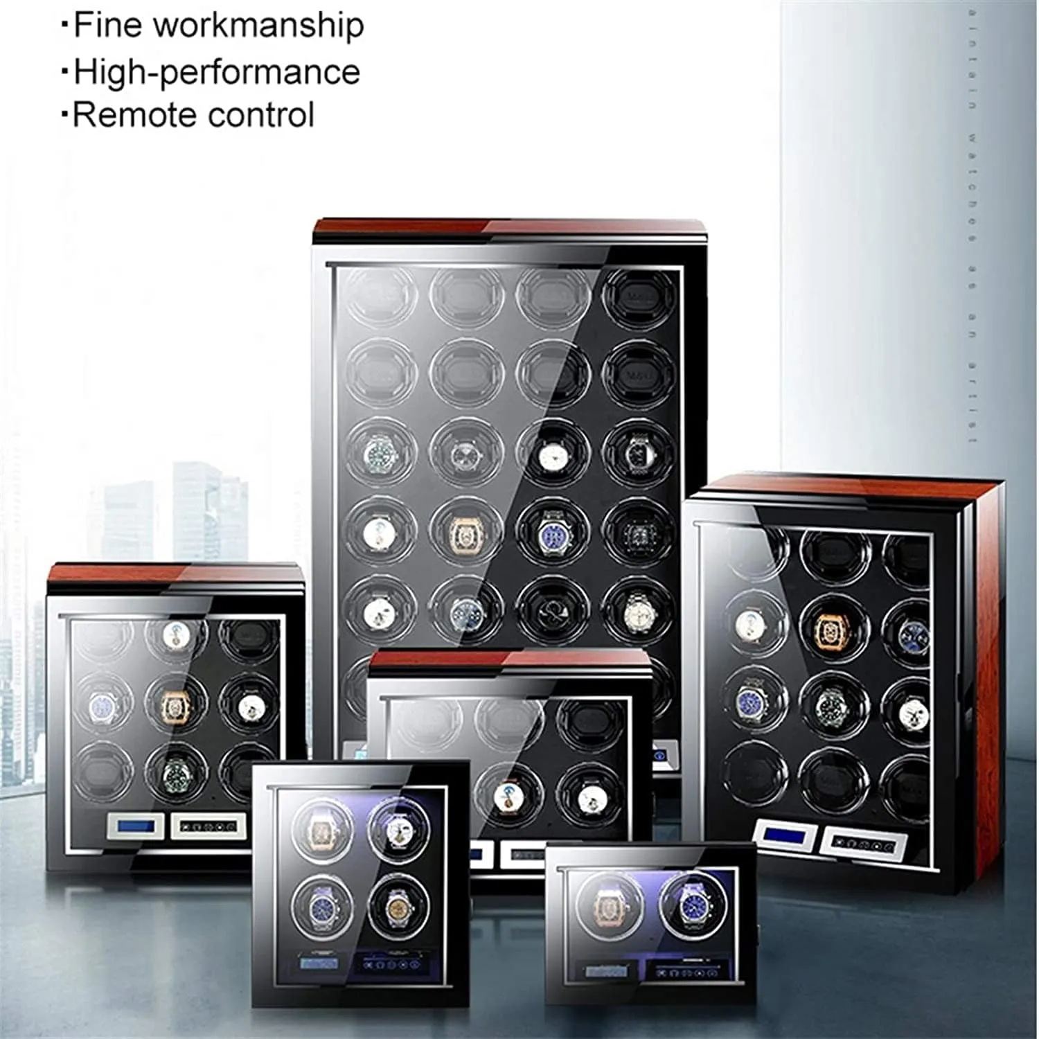 Watch Winder Automatic Watch Winder with Remote Control Watch Display Box LCD Touch Screen Flexible Watch Pillows Built-in LED Light Good Times Watch Winder