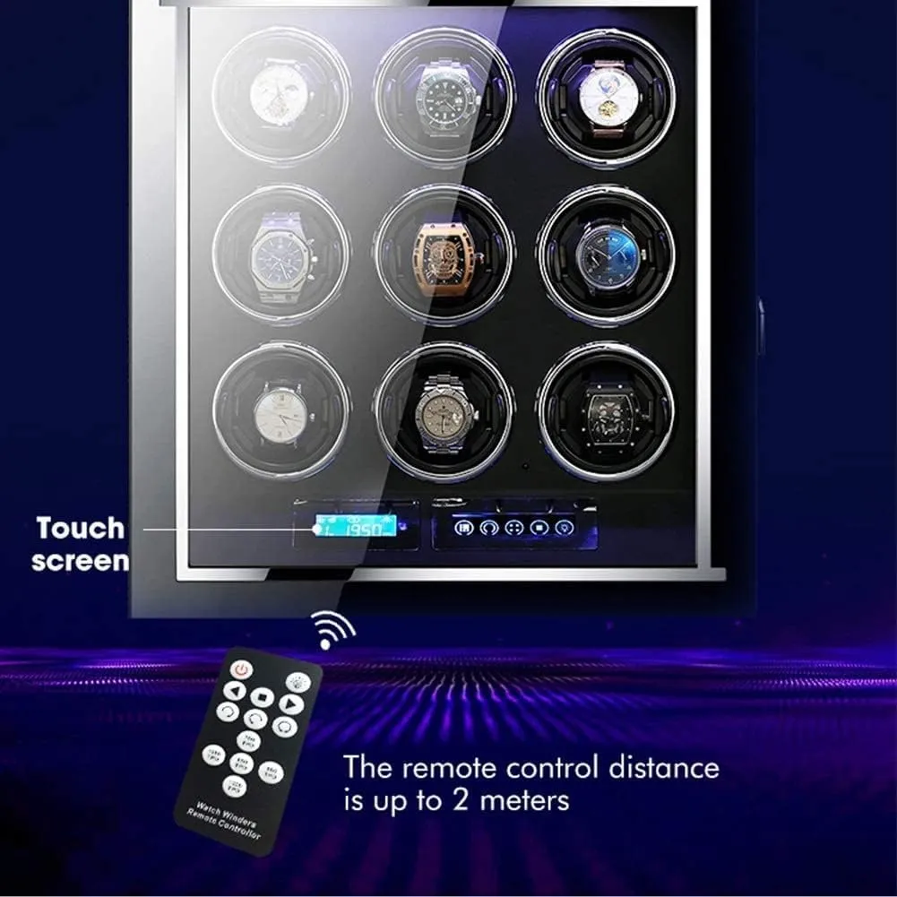 Watch Winder Automatic Watch Winder with Remote Control Watch Display Box LCD Touch Screen Flexible Watch Pillows Built-in LED Light Good Times Watch Winder