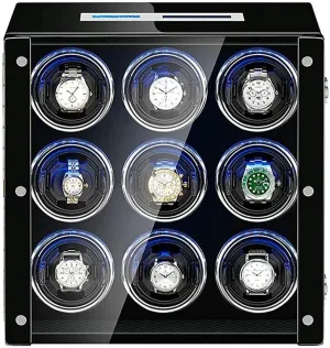 Watch Winder Box for Automatic Watch Adjustable Watch Pillows LCD Built-in Led Light Piano Paint Exterior Durable，6 0