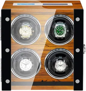 Watch Winder Box for Automatic Watch LCD Touch Screen Wooden Piano Paint Exterior Quiet Motor Built-in Led Light,4 0