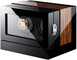 Watch Winder Box For Automatic Watches Lcd Touch Screen Display Wood Shell Piano Paint Exterior Blue Led Light Quiet Motor,12 0