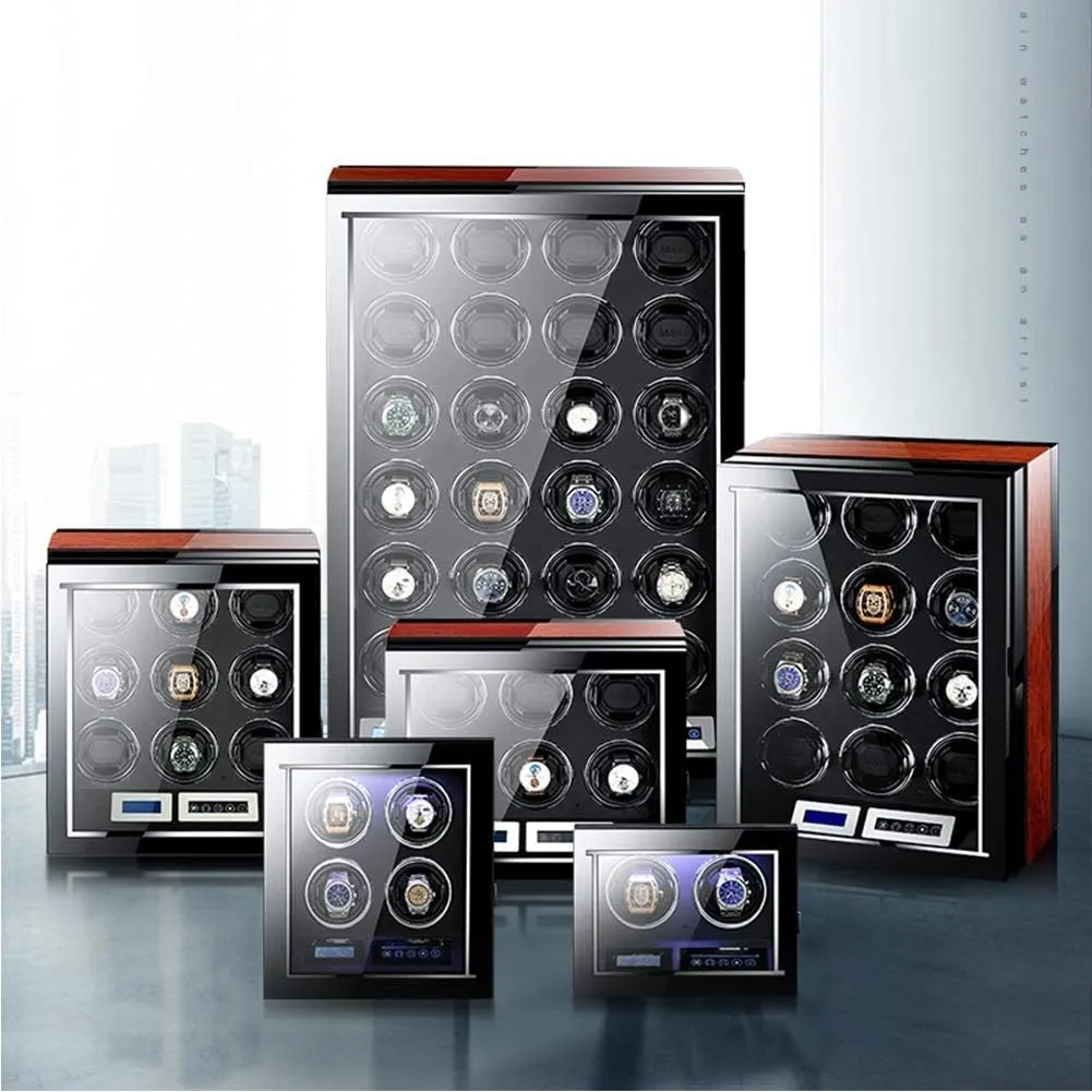 Watch Winder Box for Automatic Watches with Remote Control LCD Touch Screen Display Piano Paint Exterior Led Light Quiet Motor,12 0