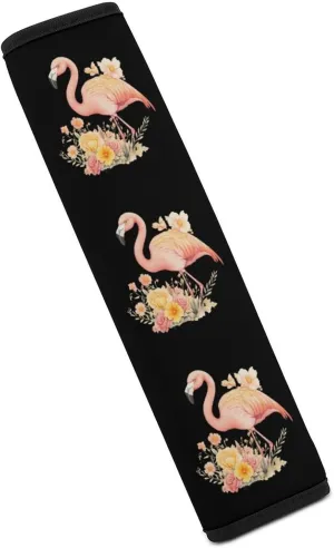 Watercolor Flamingos Bouquet Flowers Fashion Car Seat Belt Cover Pad for Shoulder Bag Camera Soft Comfort Accessories 1PCS