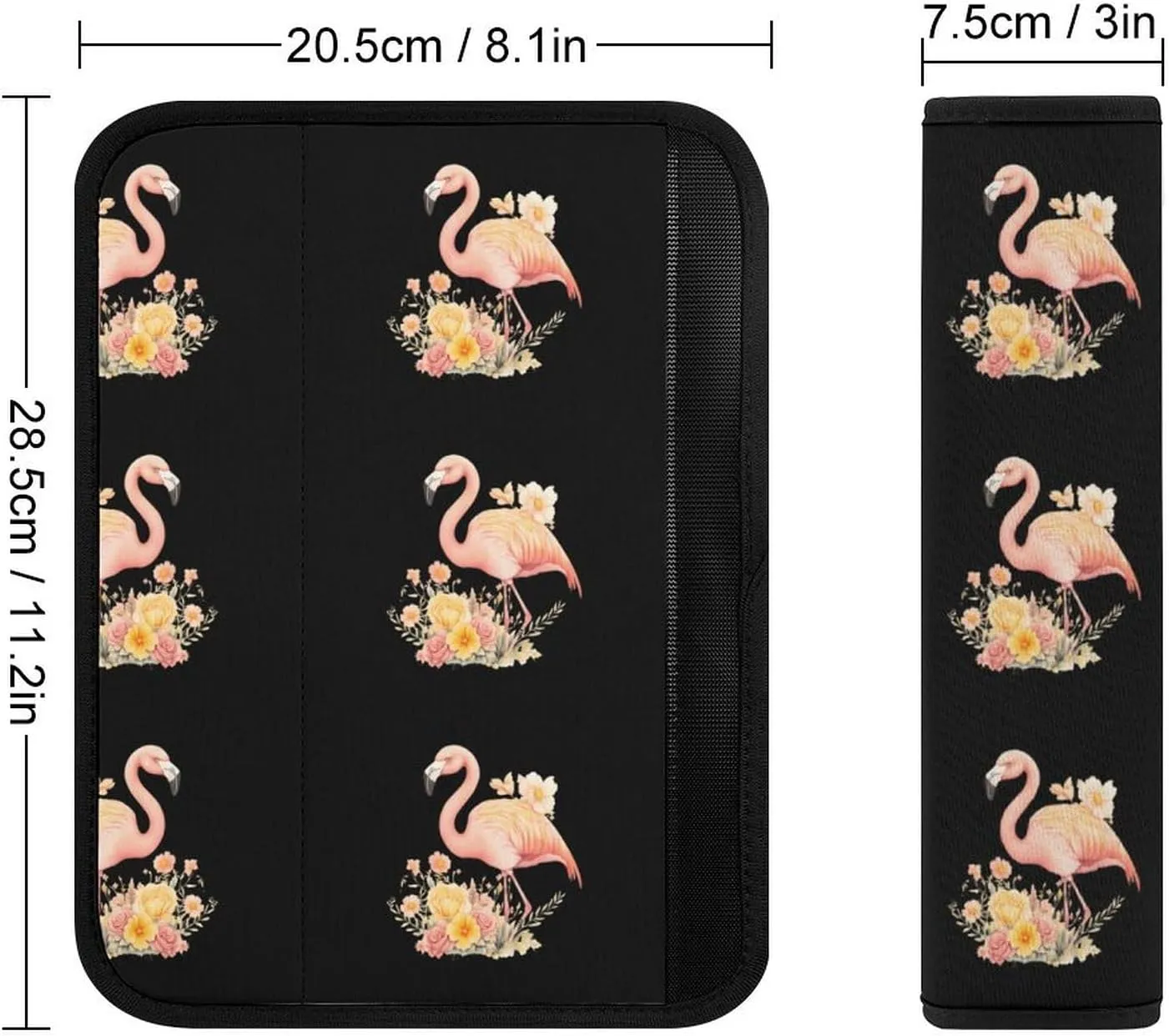 Watercolor Flamingos Bouquet Flowers Fashion Car Seat Belt Cover Pad for Shoulder Bag Camera Soft Comfort Accessories 1PCS