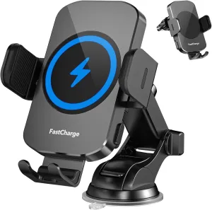Wireless Car Charger, Fast Charging 15W Auto Clamping Car Charger Phone Holder Phone Mount for iPhone16 15 14 13 12 11 Pro Max Xs, Samsung Galaxy S24 Ultra S23 S22 S21 S20 S10  Note 9, etc