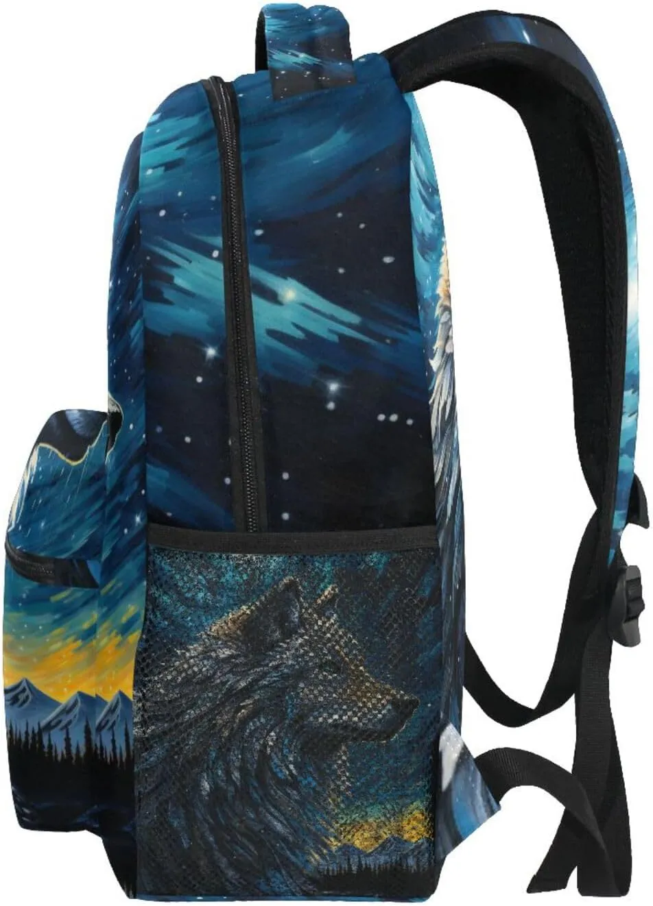 Wolf Blue Starry Sky Backpacks 3rd 4th 5th Grade School Bookbags Travel Laptop Daypack Bag Purse for Boys Girls Teens, Large, p203c237s337