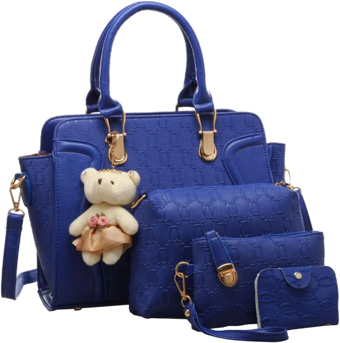 Women 4 Pcs Handbags Set, Tote Bag Top Handle Shoulder Crossbody Bag Wallet Card Holders Pack