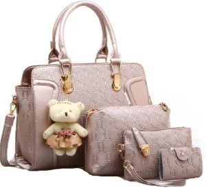 Women 4 Pcs Handbags Set, Tote Bag Top Handle Shoulder Crossbody Bag Wallet Card Holders Pack