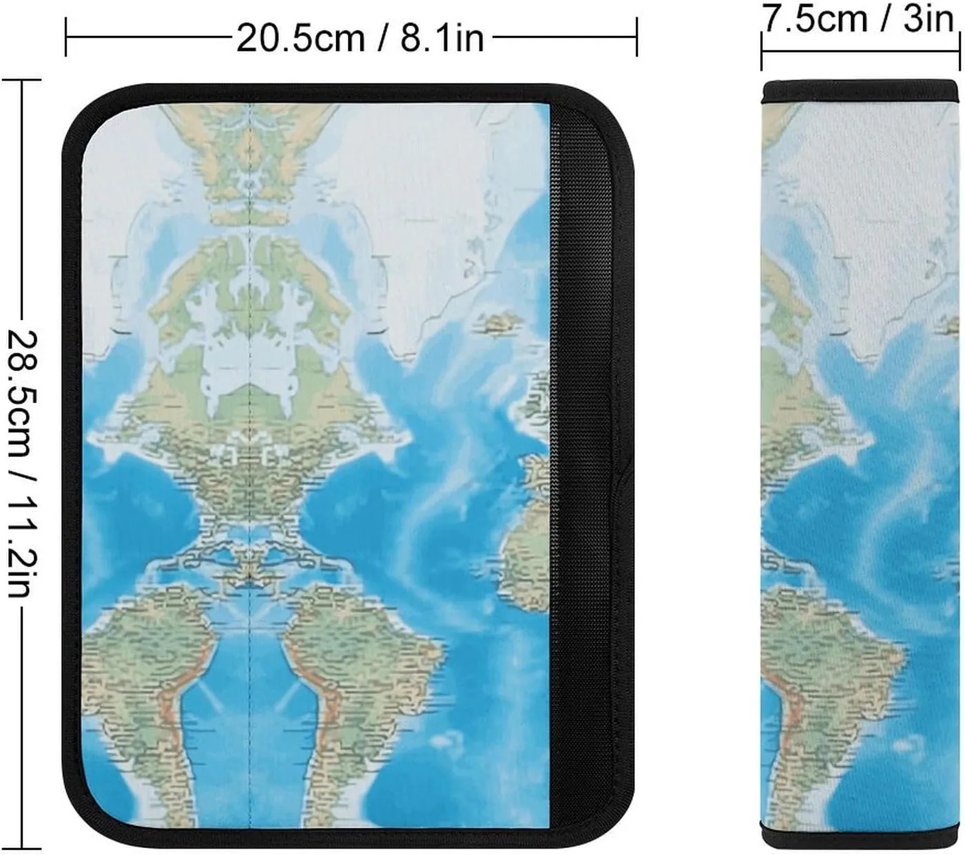 World Map Auto Seat Belt Cover 1PCS Universal Car Seat Belt Shoulder Protector Pad, Protect Your Shoulders and Neck for Car Seat Belt, Shoulder Bag, Backpack