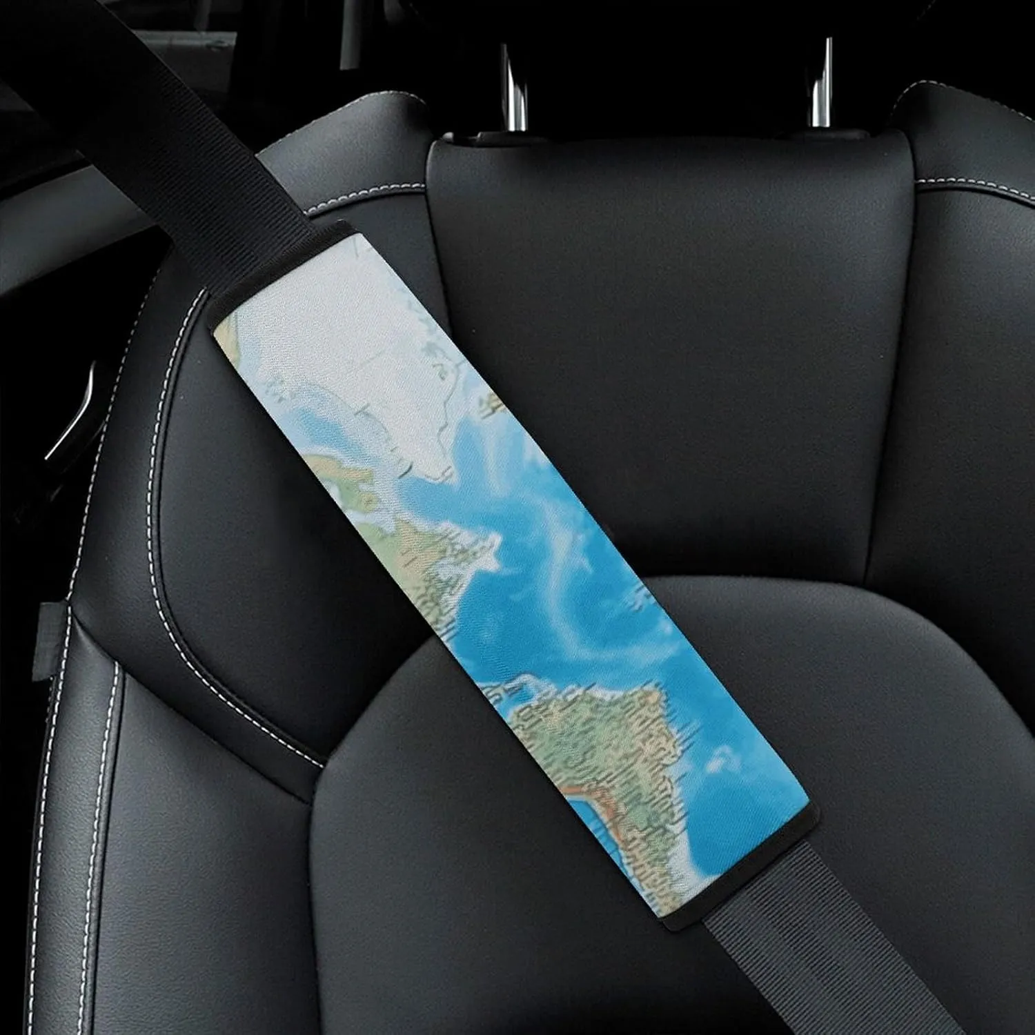 World Map Auto Seat Belt Cover 1PCS Universal Car Seat Belt Shoulder Protector Pad, Protect Your Shoulders and Neck for Car Seat Belt, Shoulder Bag, Backpack