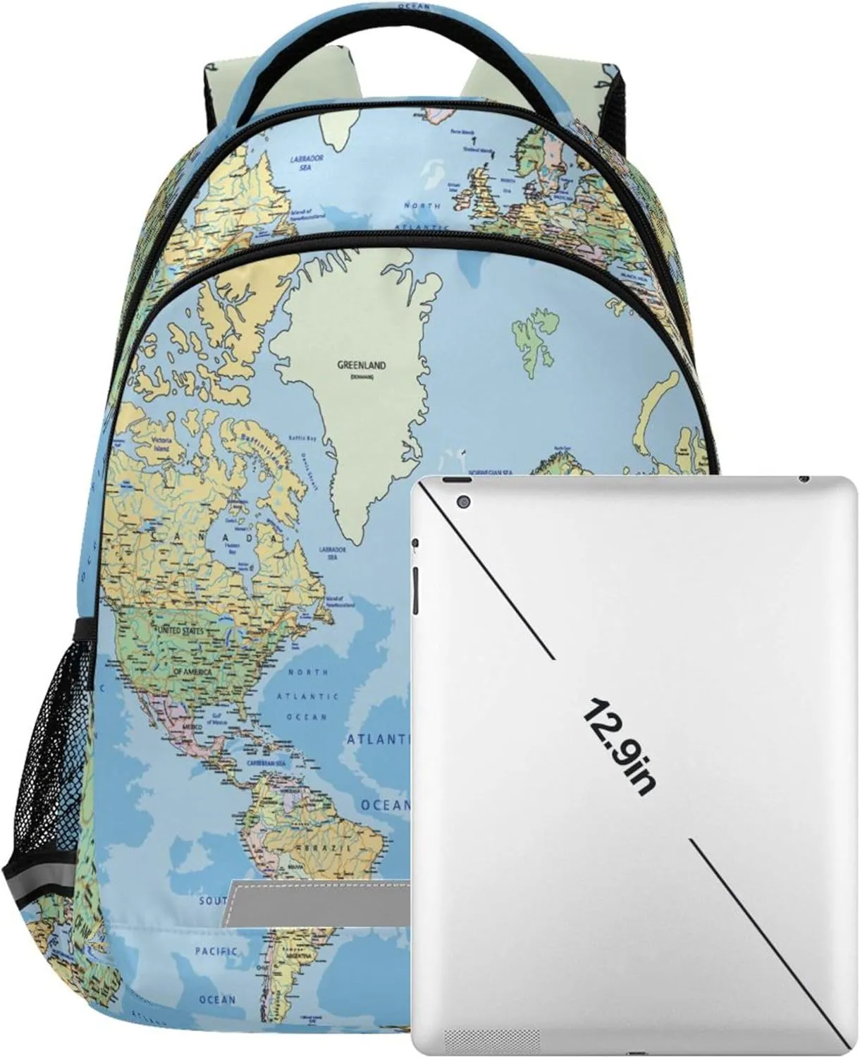 World Map Printing Backpack for Student Kids Rucksack Boys Girls School Bag Travel Daypack