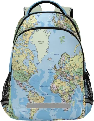 World Map Printing Backpack for Student Kids Rucksack Boys Girls School Bag Travel Daypack