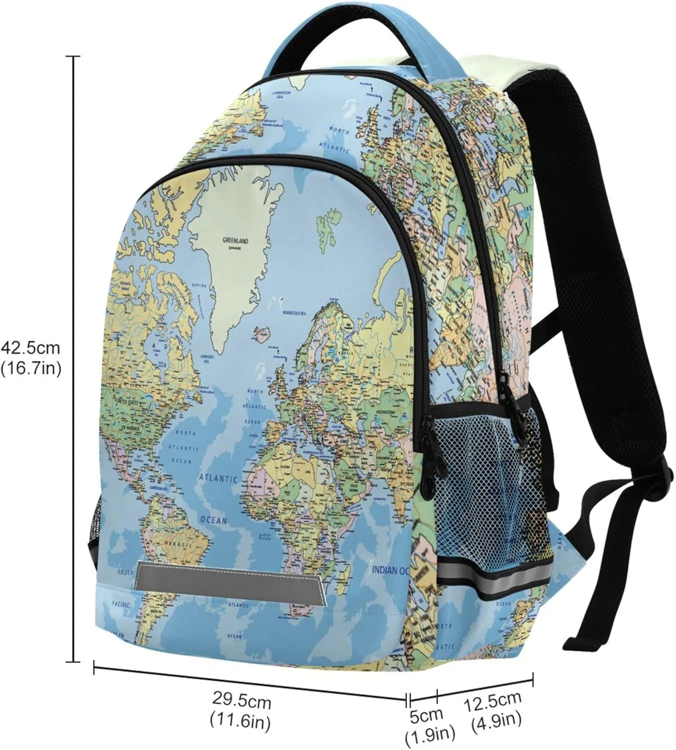 World Map Printing Backpack for Student Kids Rucksack Boys Girls School Bag Travel Daypack