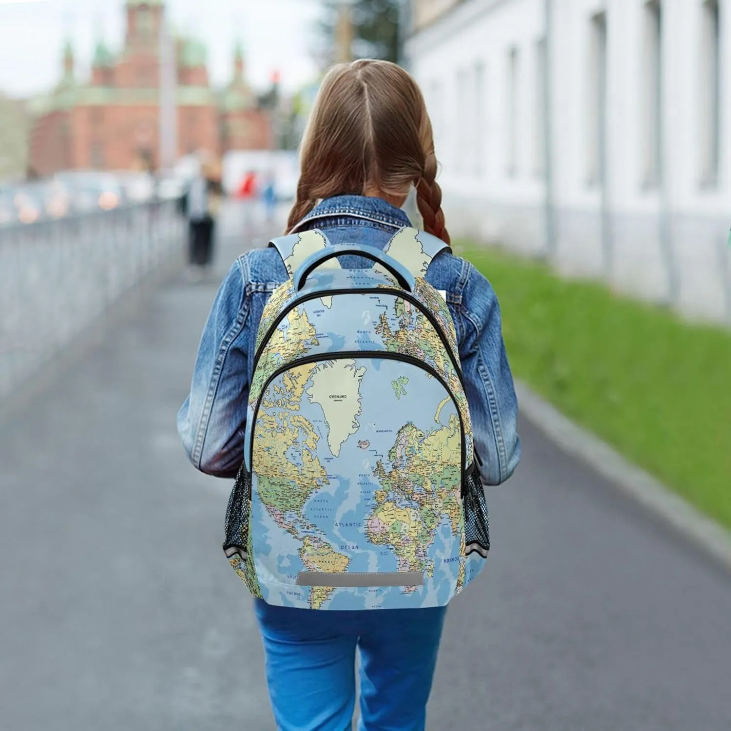 World Map Printing Backpack for Student Kids Rucksack Boys Girls School Bag Travel Daypack