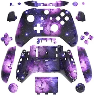 WPS Hydro Dipped Replacement Housing Shell Set for Xbox One S Slim (3.5 mm Headphone Jack) Controllers for 1708 Version (Camouflage Galaxy)