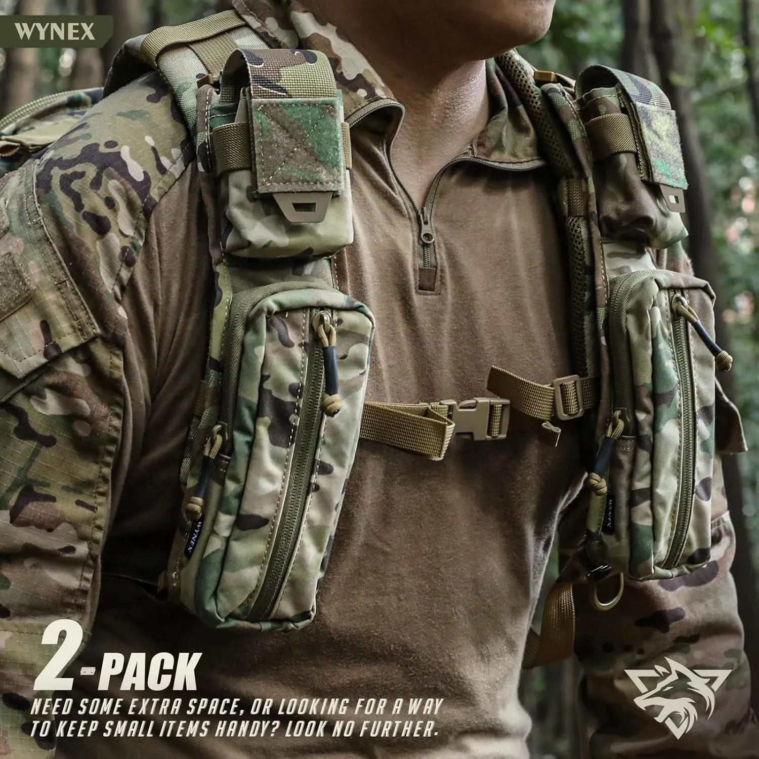WYNEX Molle Accessories Pouch of Double Zipper Pocket Version, Backpack Strap Pouch Shoulder Strap Molle Attachment Tactical Accessories Bag Shoulder Starps Zipper Pocket Additional Phone Holder