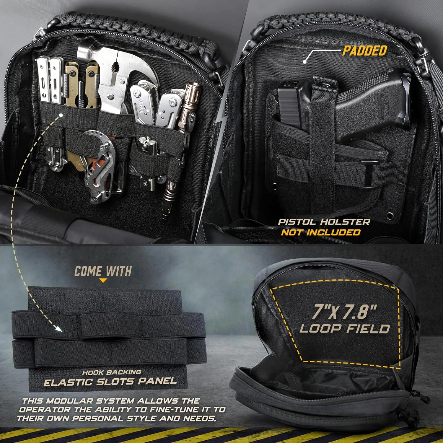 WYNEX Tactical Molle Admin Pouch, Utility EDC Pouch Organizer Modular Tool Pouch of Double Layer Design Medical EMT Attachment Bag Large Capacity with Elastic Webbing Insert Panel