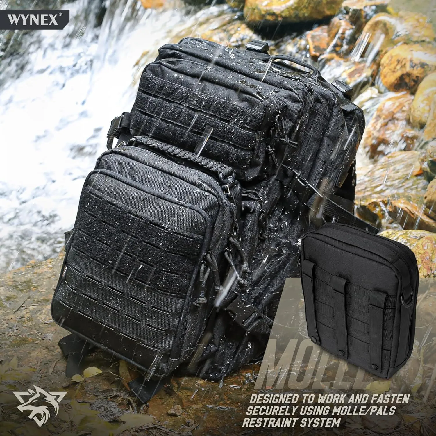 WYNEX Tactical Molle Admin Pouch, Utility EDC Pouch Organizer Modular Tool Pouch of Double Layer Design Medical EMT Attachment Bag Large Capacity with Elastic Webbing Insert Panel