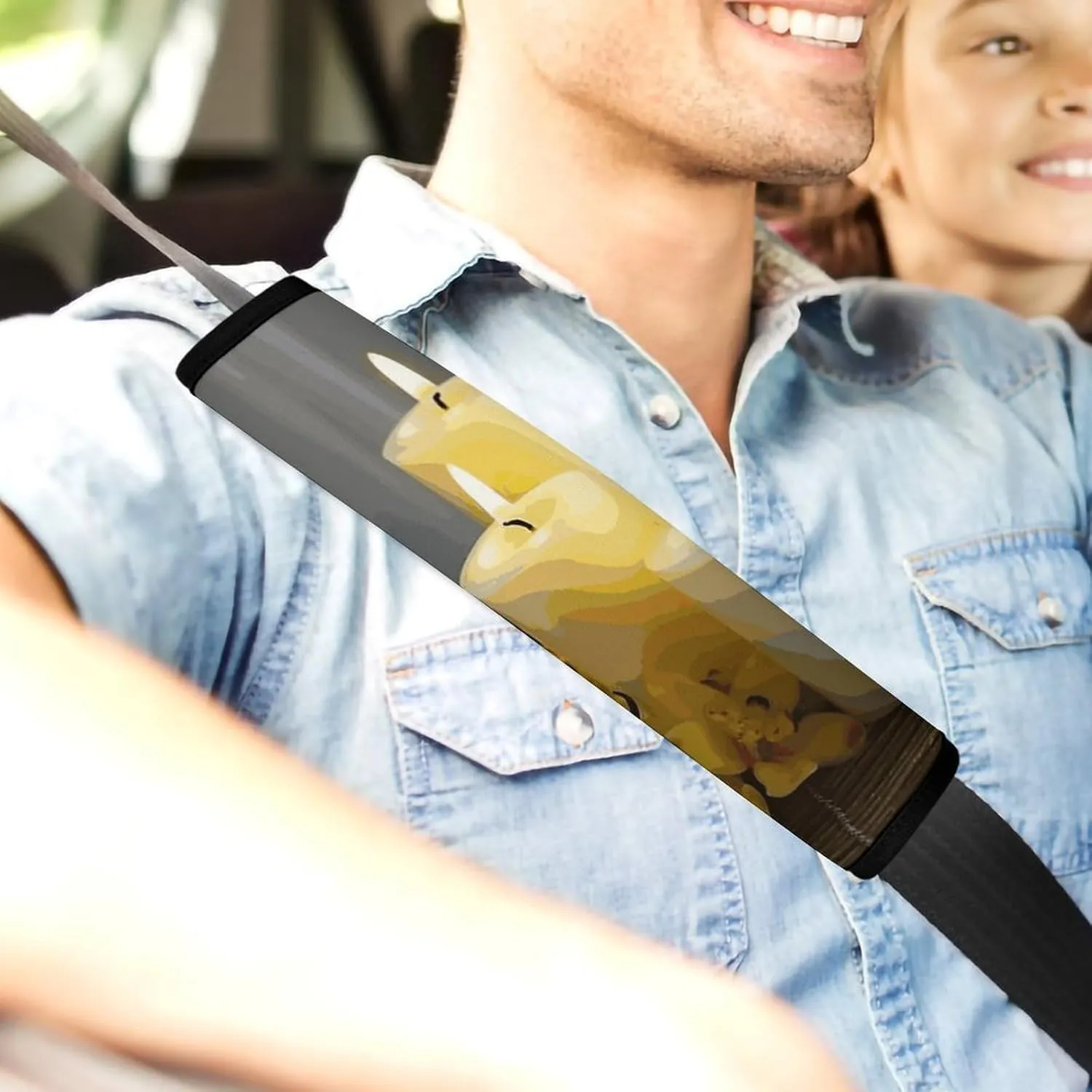 Yellow Butterfly with White Candles Auto Seat Belt Cover 1PCS Universal Car Seat Belt Shoulder Protector Pad, Protect Your Shoulders and Neck for Car Seat Belt, Shoulder Bag, Backpack