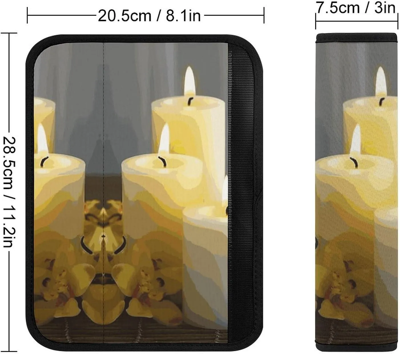 Yellow Butterfly with White Candles Auto Seat Belt Cover 1PCS Universal Car Seat Belt Shoulder Protector Pad, Protect Your Shoulders and Neck for Car Seat Belt, Shoulder Bag, Backpack