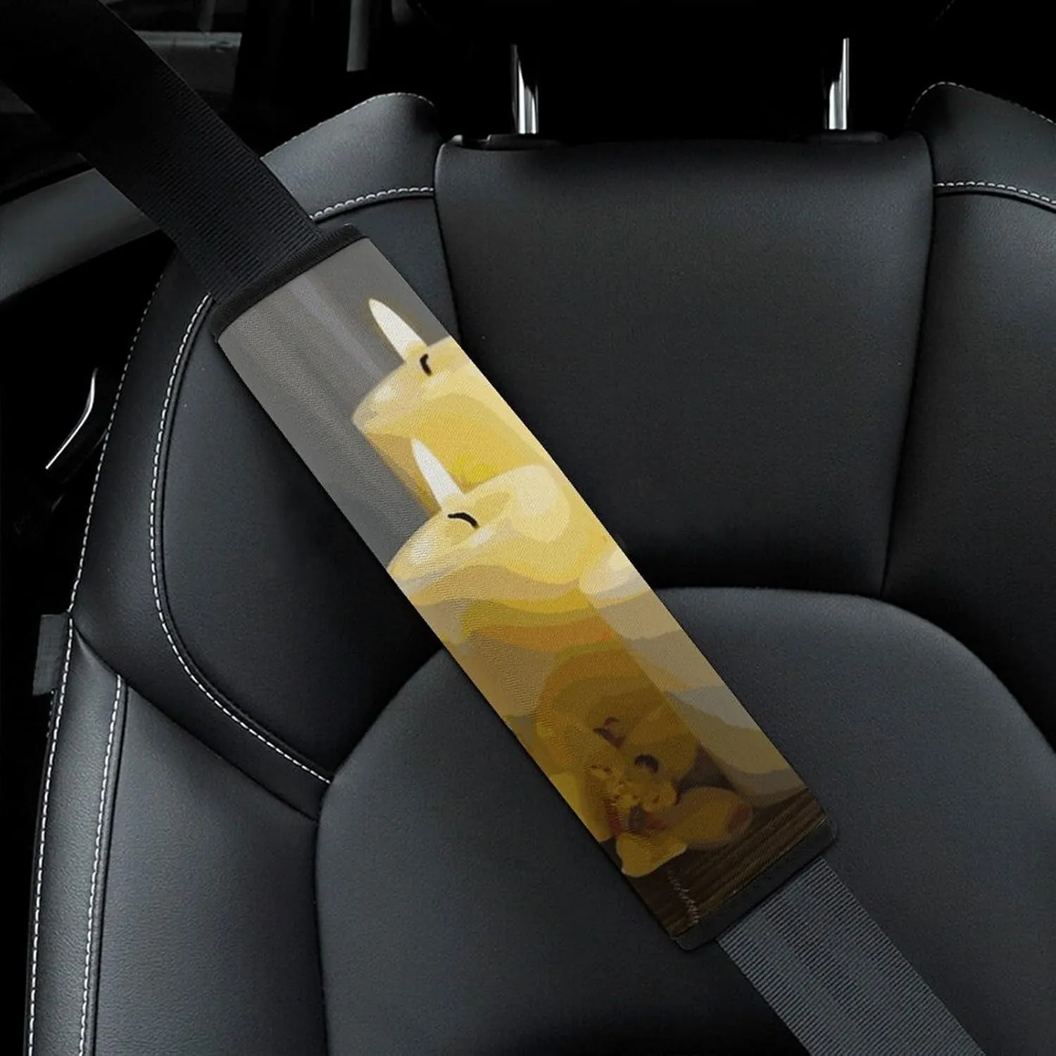 Yellow Butterfly with White Candles Auto Seat Belt Cover 1PCS Universal Car Seat Belt Shoulder Protector Pad, Protect Your Shoulders and Neck for Car Seat Belt, Shoulder Bag, Backpack