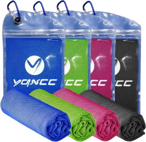 YQXCC 4 Pack Cooling Towel (47"x12") Ice Towel for Neck, Microfiber Cool Towel, Soft Breathable Chilly Towel for Yoga, Sports, Golf, Gym, Camping