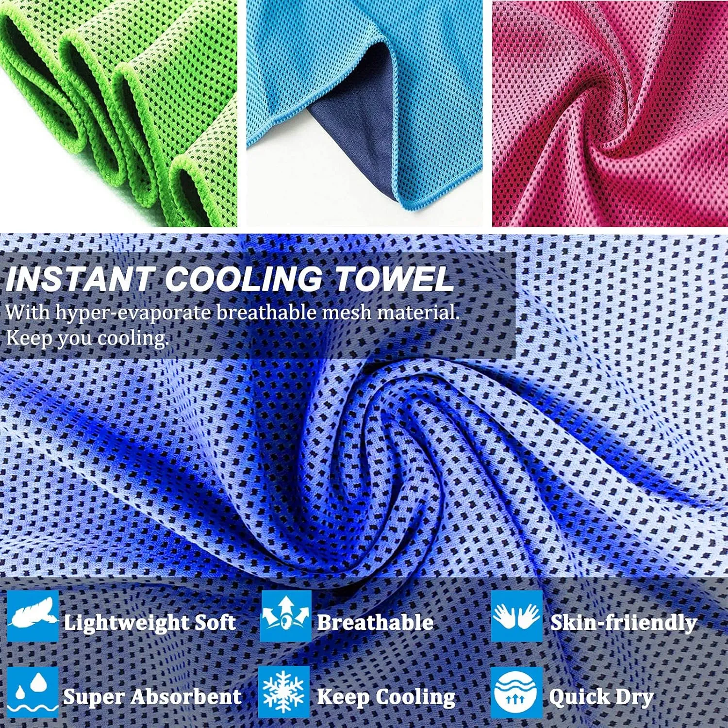 YQXCC 4 Pack Cooling Towel (47"x12") Ice Towel for Neck, Microfiber Cool Towel, Soft Breathable Chilly Towel for Yoga, Sports, Golf, Gym, Camping
