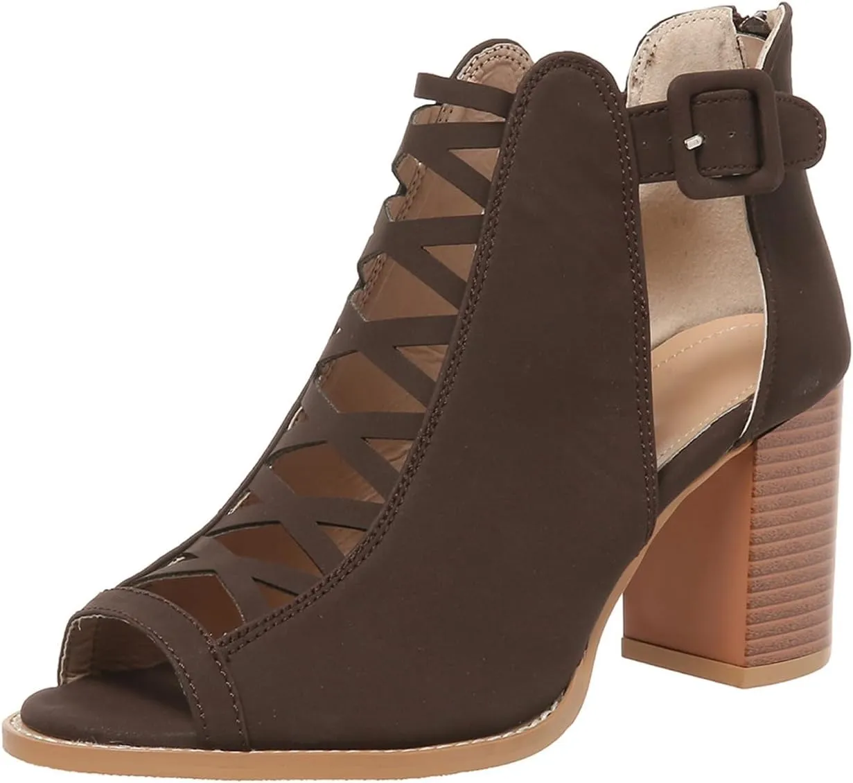 ZBYY Women Platform Open Toe Sandals Crisscross Straps Back Zipper High Heel Sandal with Adjustable Ankle Strap Sandals