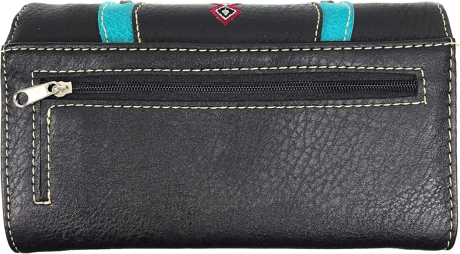 Zelris Turquoise Concho Peacock Feather Women Crossbody Wrist Trifold Wallet