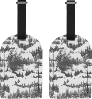 ZHONGJI Luggage Tags Overgrown Evergreen Coniferous Forest 2 PCS Travel ID Bag Label for Suitcase Baggage Eaiser Identify Name Business Privacy Cover